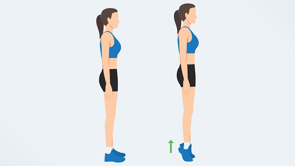 a woman doing calf raises