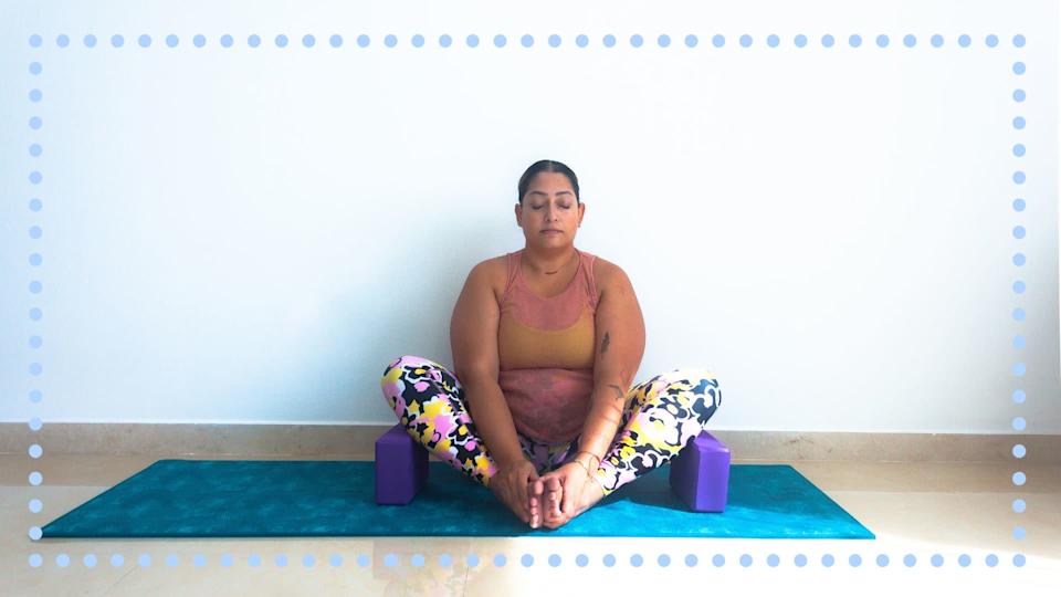 A set of yoga blocks can make this hip-opener more accessible if you have particularly tight hips. 