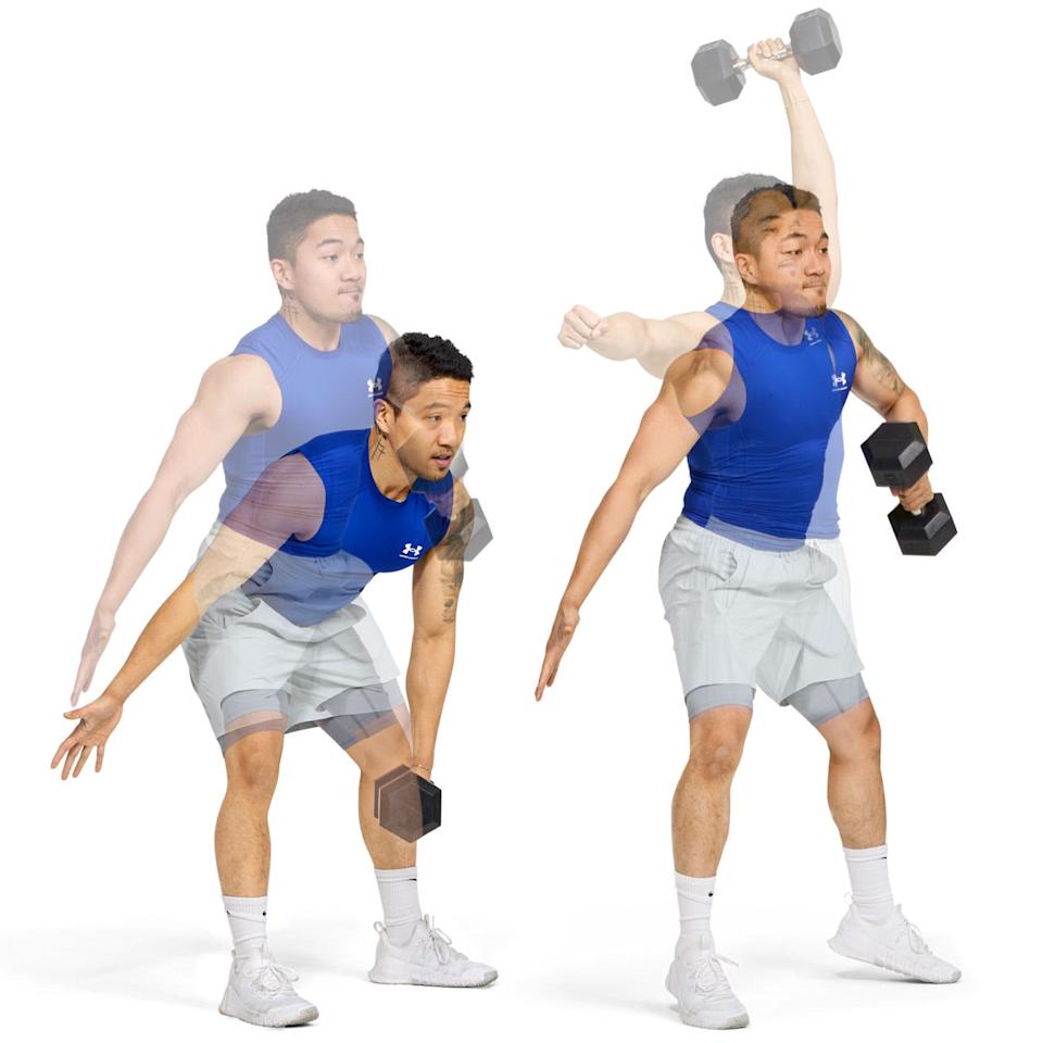 demonstration of a weightlifting exercise sequence