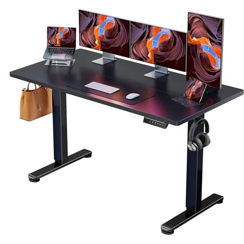 Ergear Height Adjustable Electric Standing Desk, 55 X 28 Inches Sit Stand Up Desk, Large Memory Computer Home Office Desk With Two-Piece Desktop (black)
