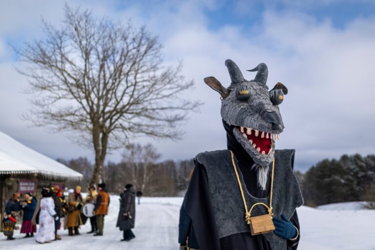 Photos show masked revelers celebrating Shrovetide in Lithuania