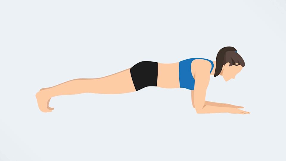 an illo of a woman doing a forearm plank