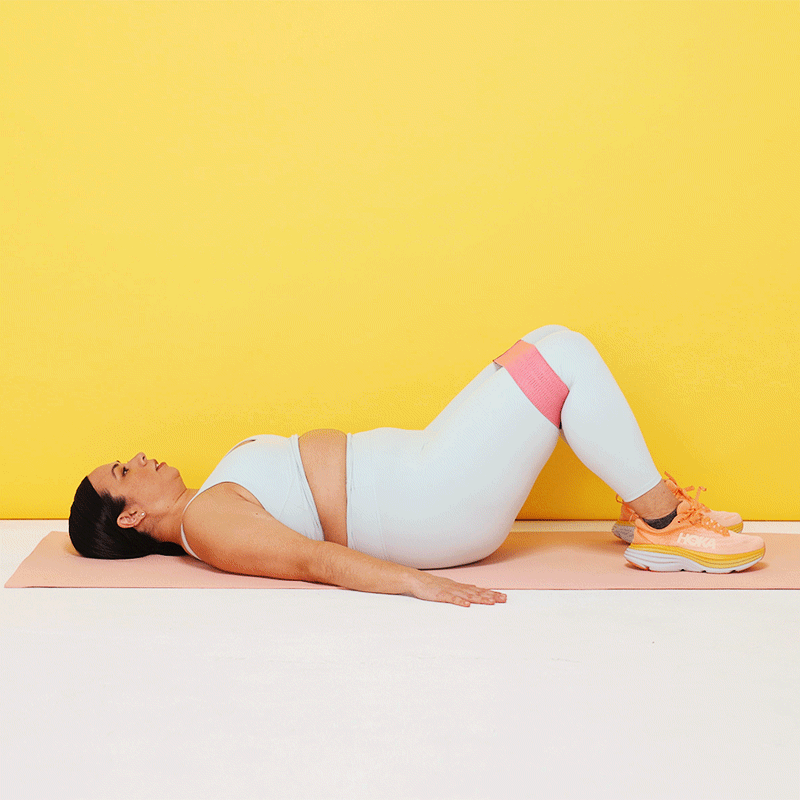 <h1 class="title">Amanda performing a banded glute bridge</h1><cite class="credit">Katie Thompson</cite>