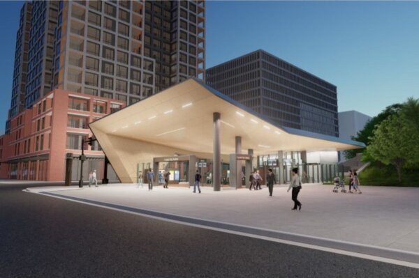 Rendering of new east entrance to the Crystal City Metro station