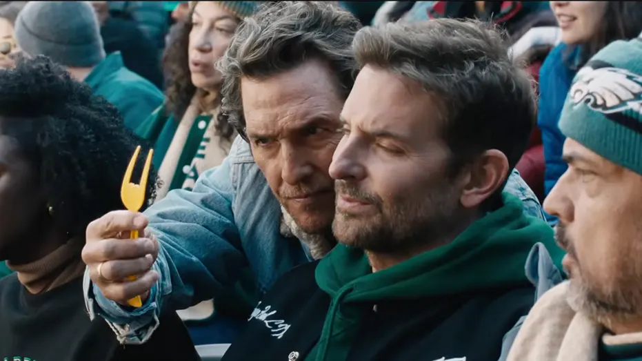 Matthew McConaughey and Bradley Cooper appear in an Uber Eats commercial ahead of Super Bowl LX.