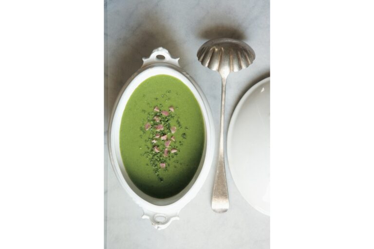 This minty pea soup with ham is a creamy, chive-packed upgrade for puréed soups